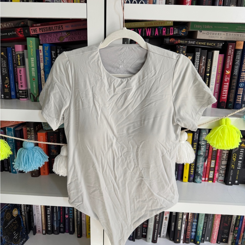 Klassy Network Gray / White Asymmetrical Fitted Bodysuit Size XL